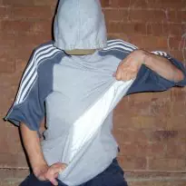 Adidas hoodie and Hilfiger jeans ripped